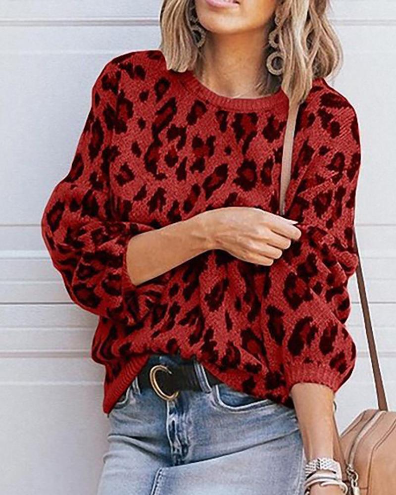 

Camouflage Long Sleeve Casual Sweater, Red
