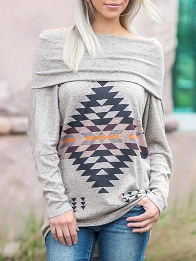 

Geo Print Fold Over Casual Top