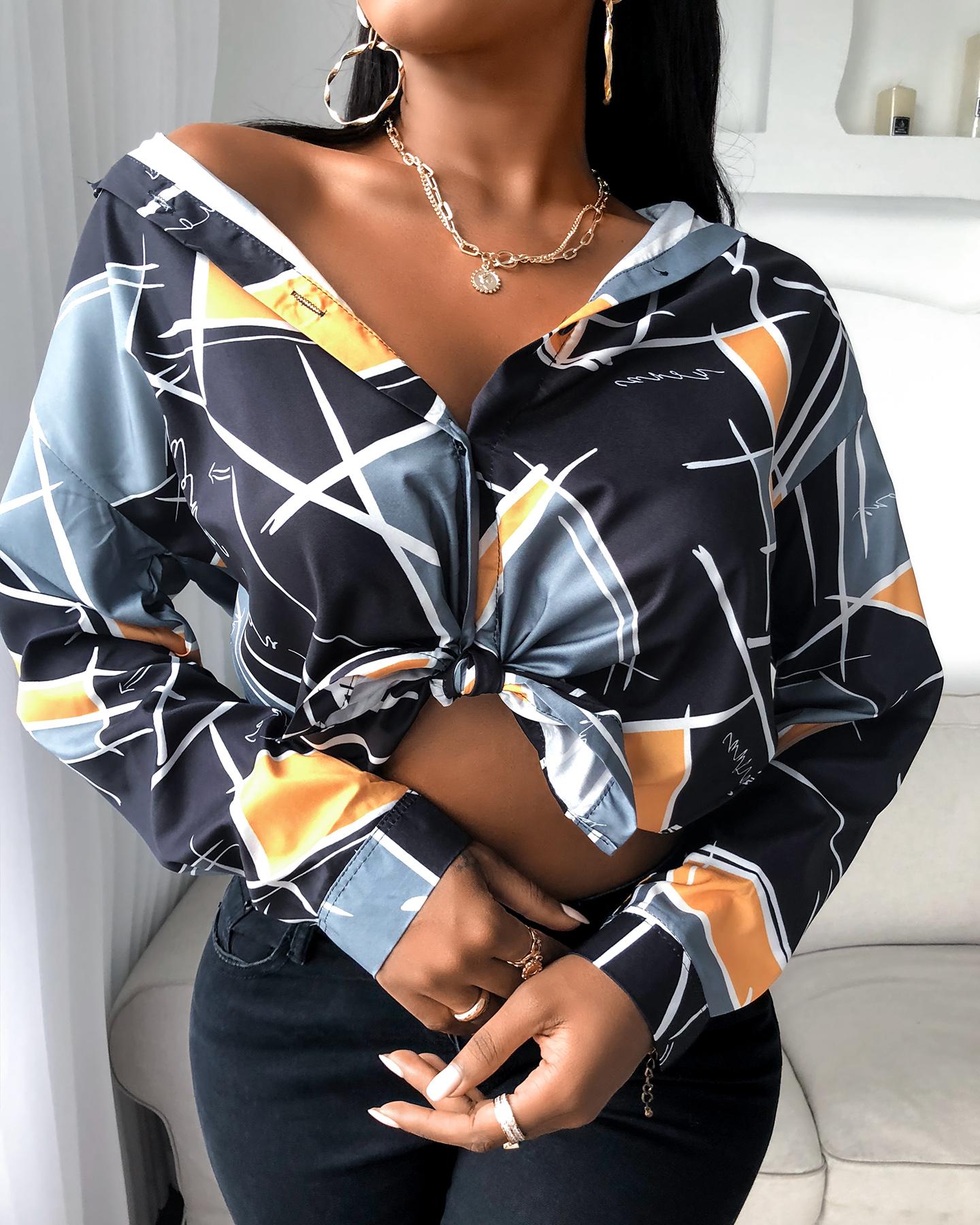 

Colorblock Button Design Long Sleeve Shirt, Yellow