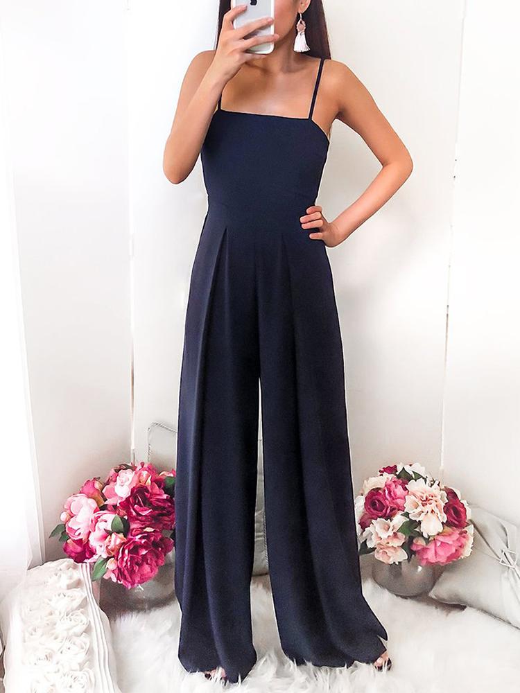 

Spaghetti Strap Knot Back Wide Leg Jumpsuit