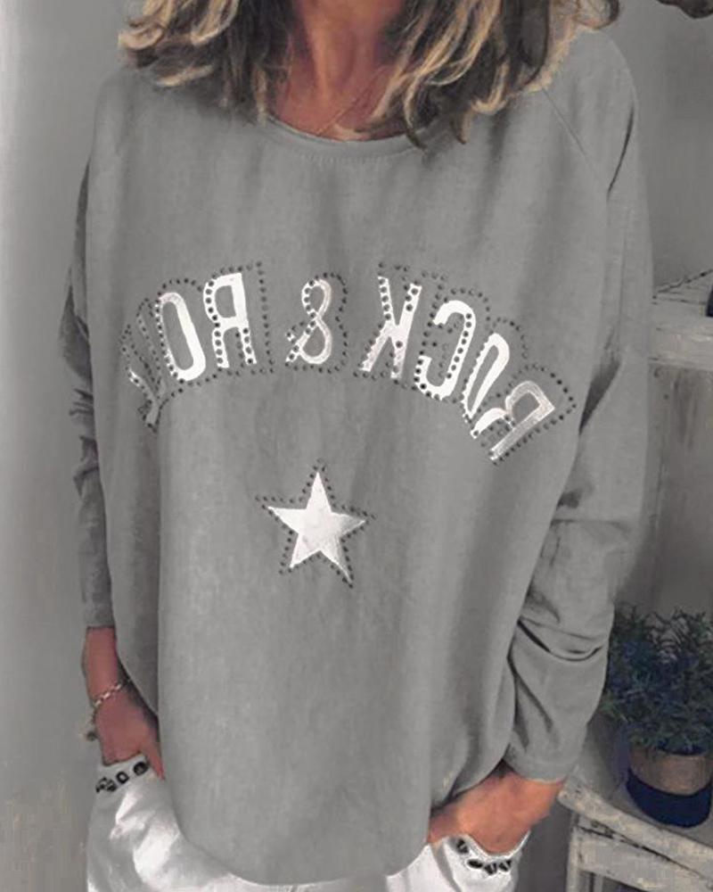 

Rock-N-Roll Crew Neck Top, Gray