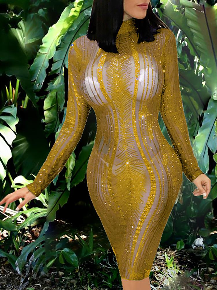 

Sequins Embellished Sheer Bodycon Dress