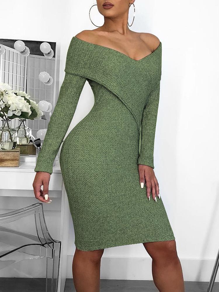 

Cross Over Off Shoulder Bodycon Dress