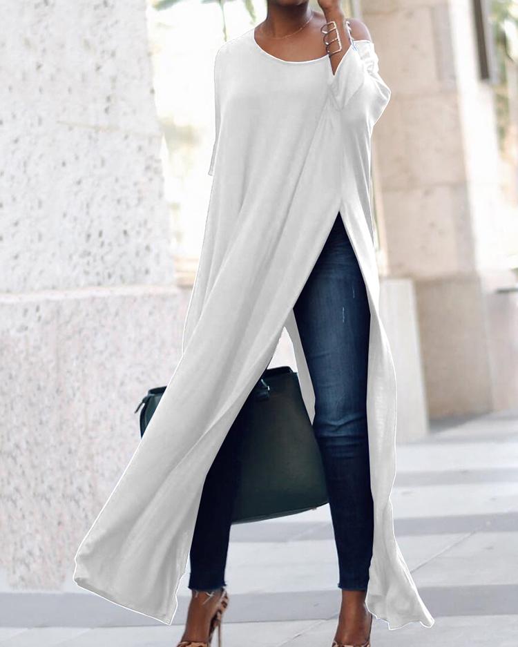 

Stylish Solid High Slit Casual T-Shirt