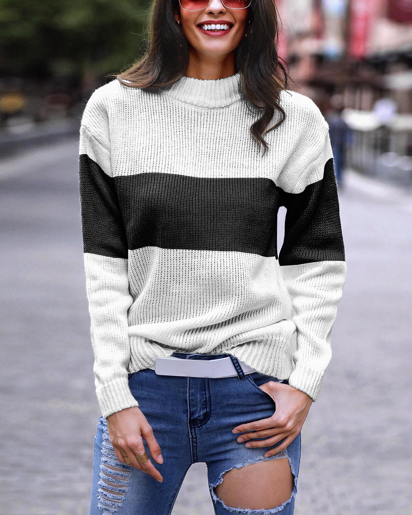 

Casual Long Sleeve Mohair Sweater, Black