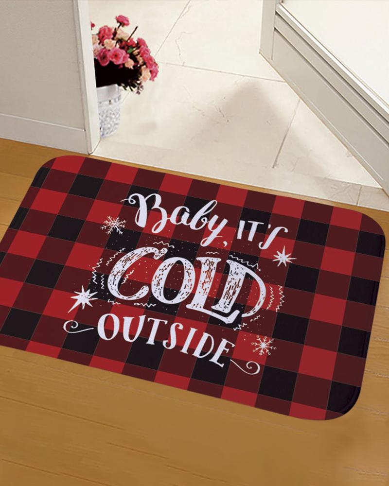 

Christmas Plaid Letter Print Floor Mat, Style6