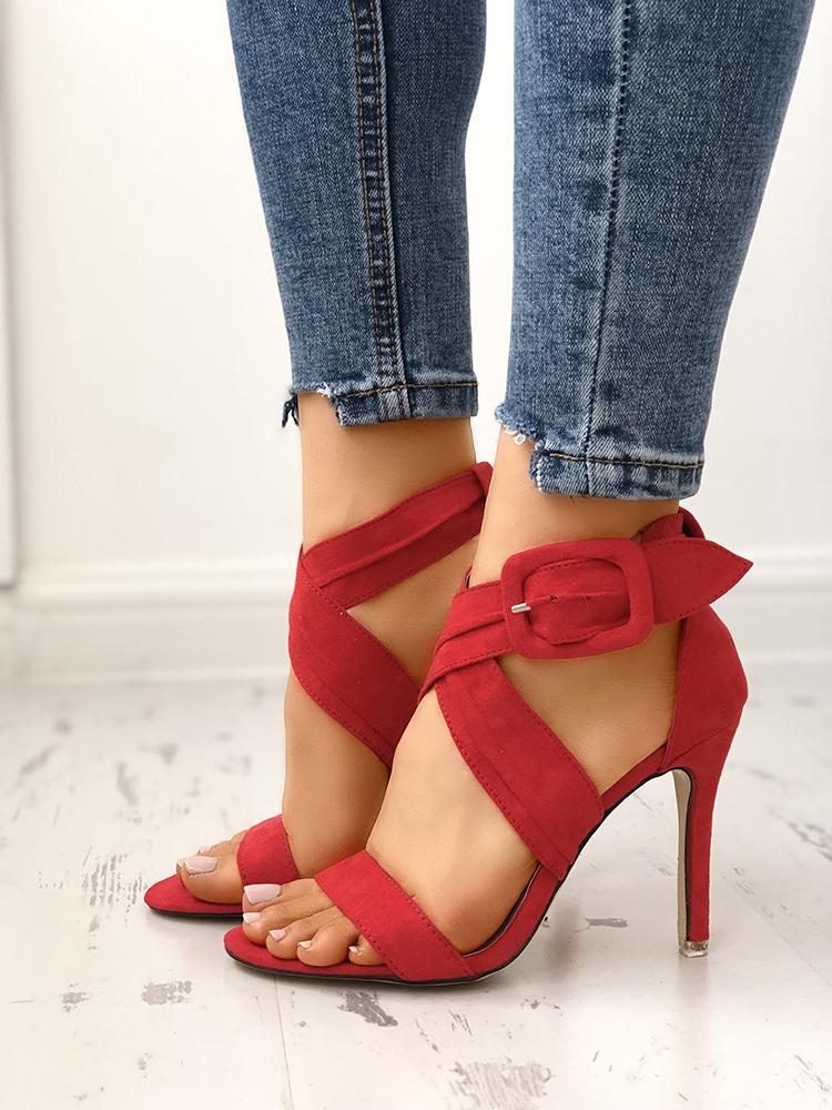 

Sexy Crisscross Solid Color Cocktail Party Sandals, Pink