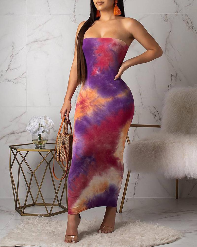 

Colorful Tie Dye Tube Slinky Dress