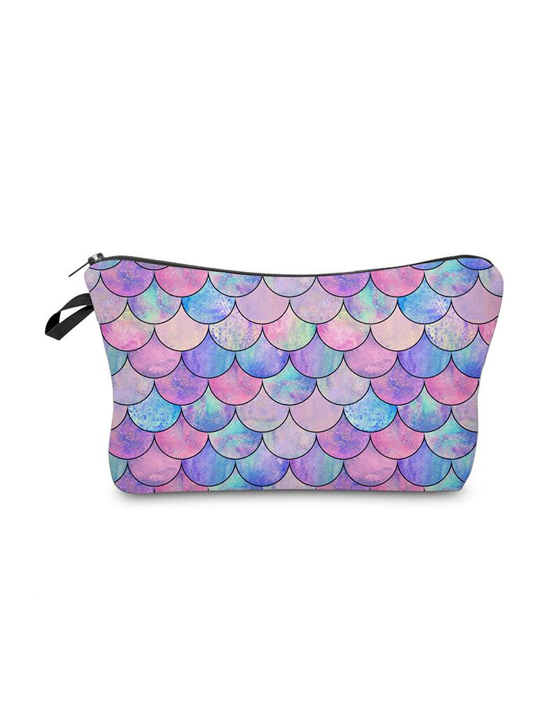 

Scale Print Colorblock Makeup Bag, Style1