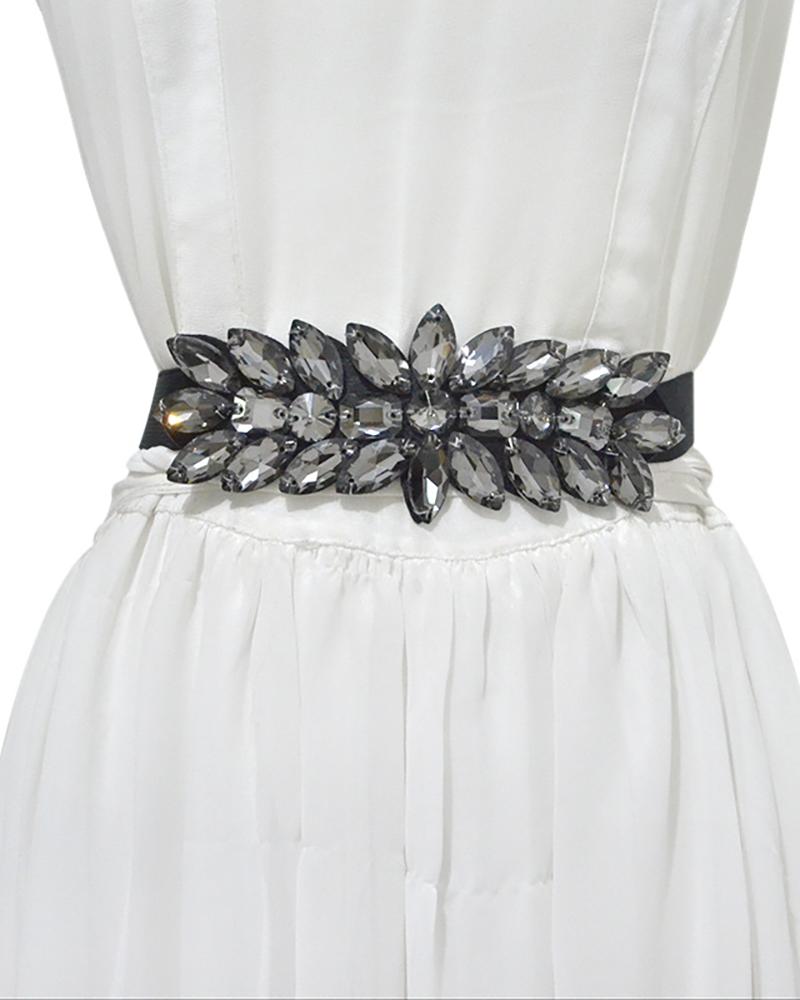 

Rhinestone Decor Belt, Black