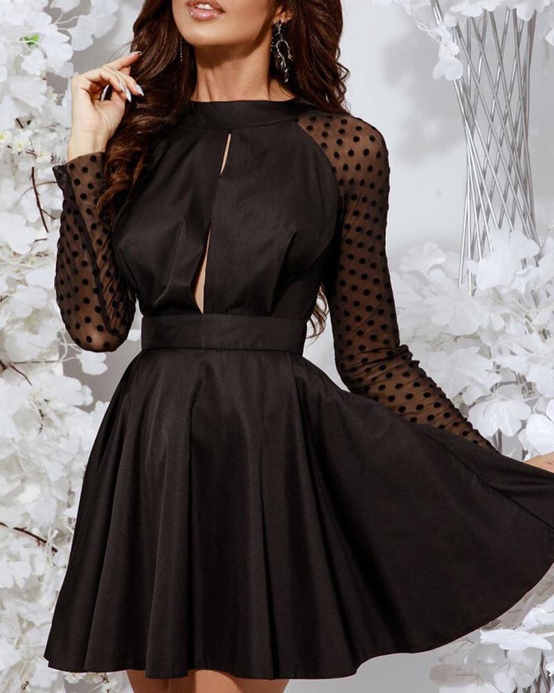 

Mesh Dot Backless Mini Dress, Black