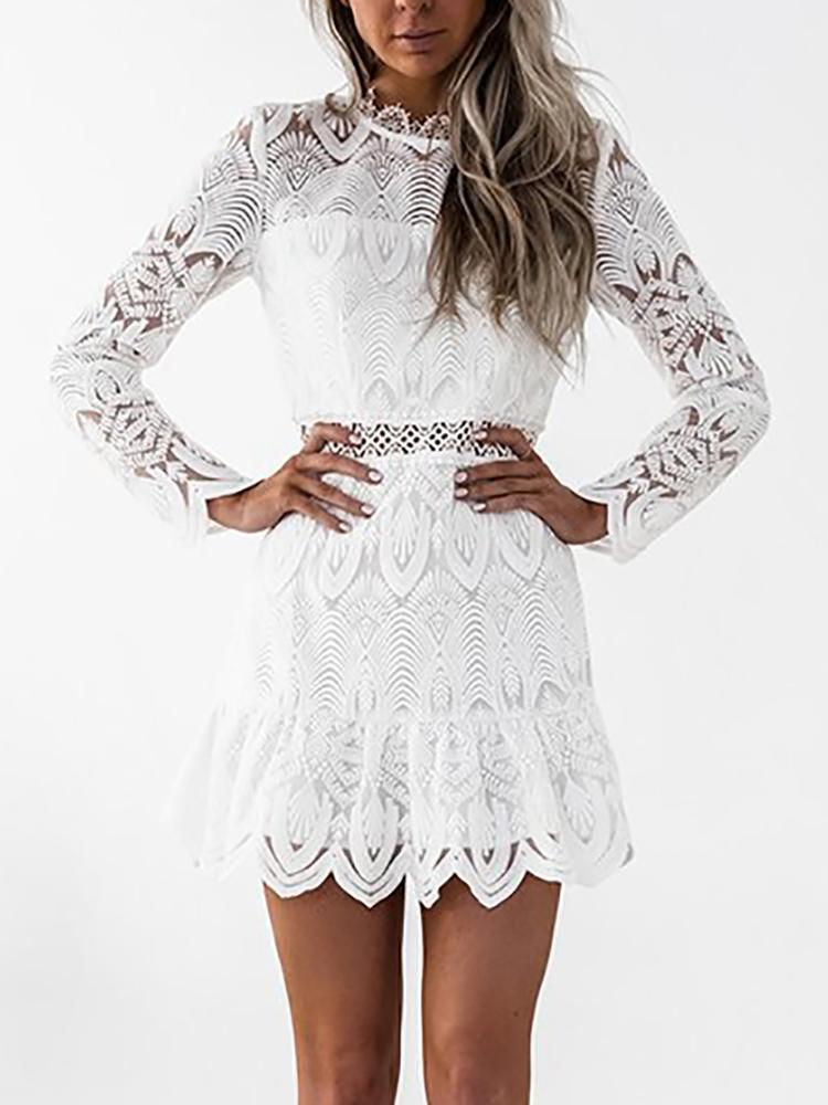 

Hollow Out Scalloped Mini Dress