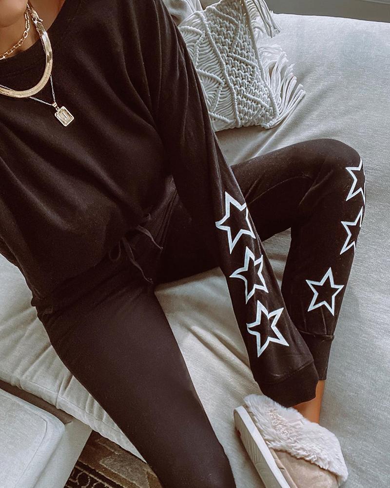 

Star Print Two-Piece Lounge Seet, Black