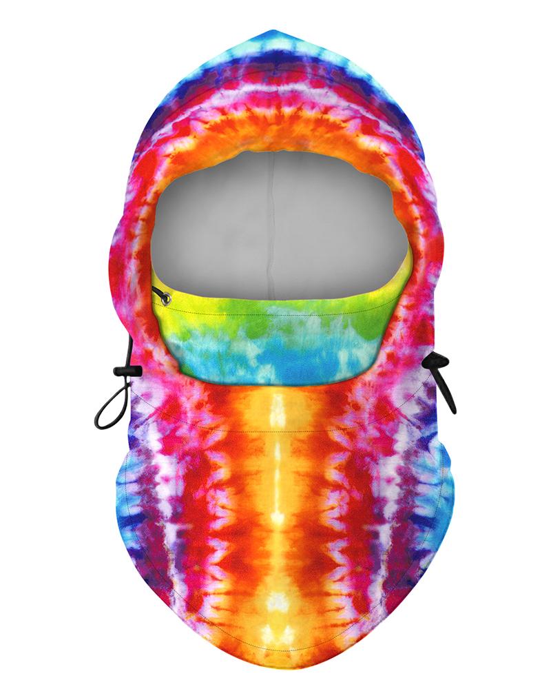 

Tie Dye Print Polar Fleece Hood Adjustable Face Bandana, Multicolor