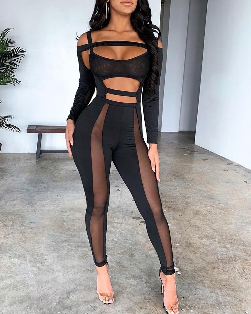 

Sexy Strappy Mesh Cutout Jumpsuit