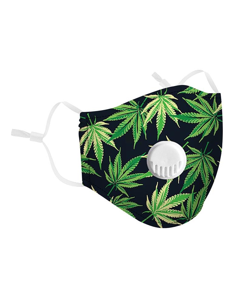 

Leaf Print Breathing Washable Valve Face Mask (2 filters as gift, Green