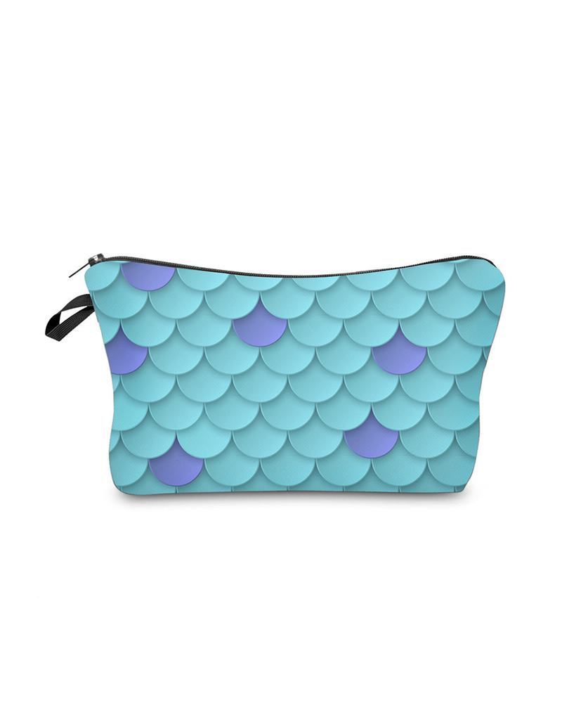 

Scale Print Colorblock Makeup Bag, Style2