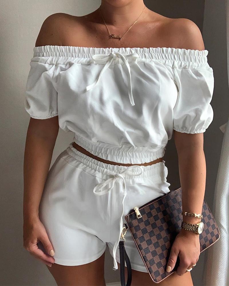 

Off-shoulder Two-piece Sets, White