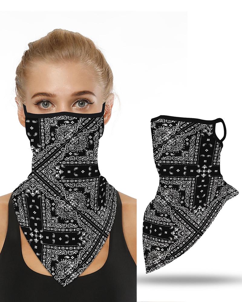 

Print Breathable Ear Loop Face Cover Windproof Motorcycling Dust Outdoors, Black
