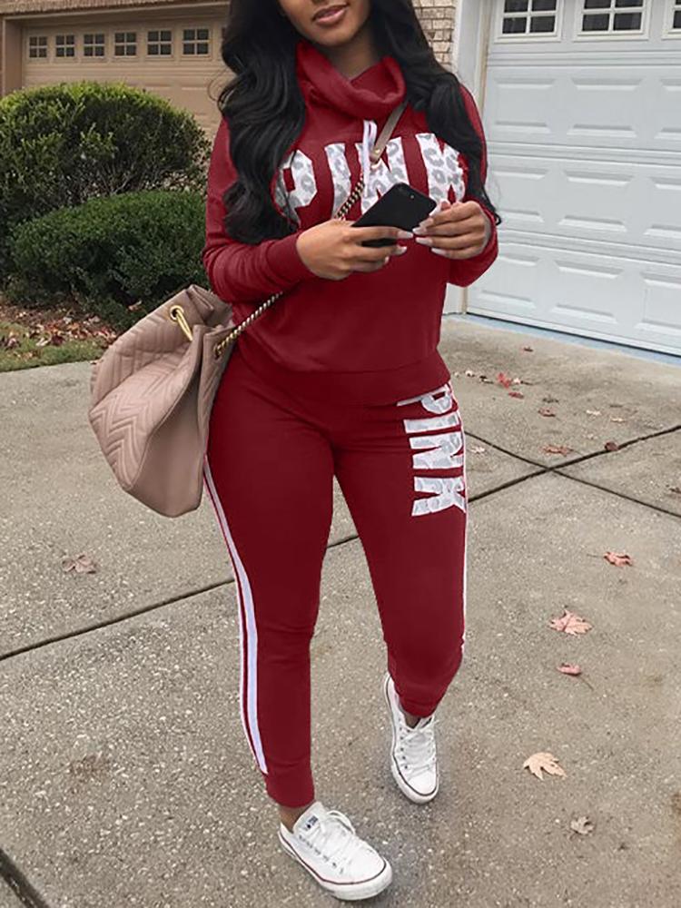 

Plus Size Letter Print Casual Sweatshirt Sets