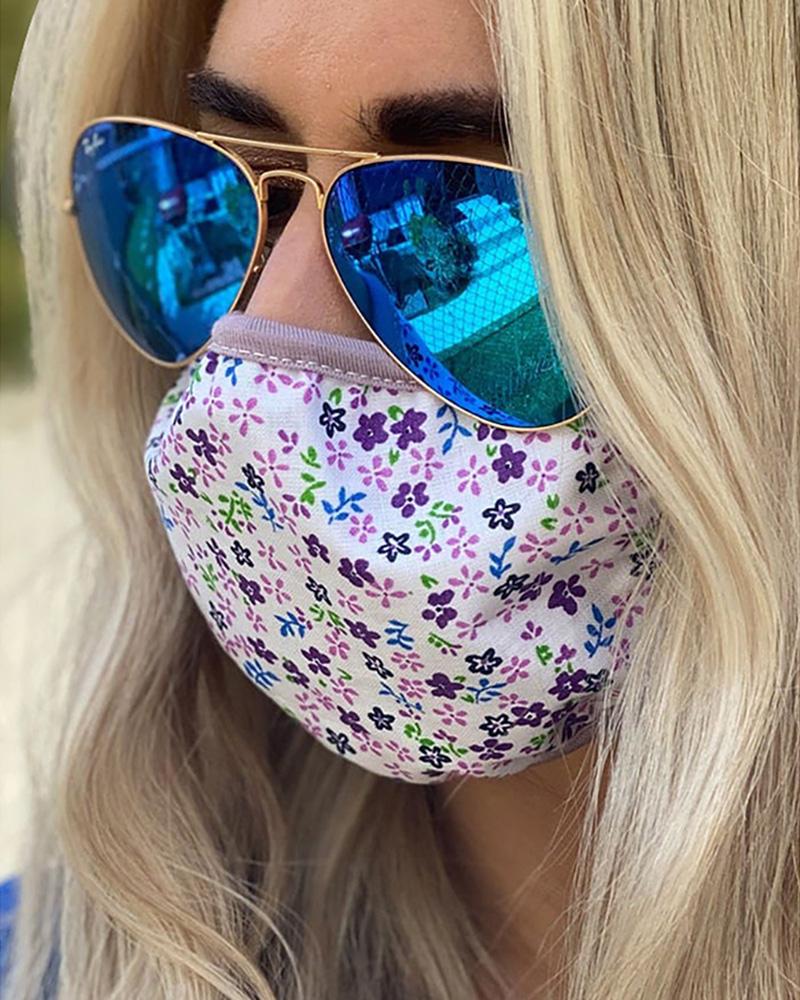 

Floral Butterfly Print Breathable Mouth Mask Washable And Reusable, Purple