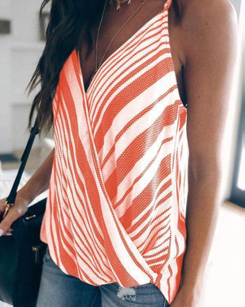 

Striped V-Neck Cami Top, Orange