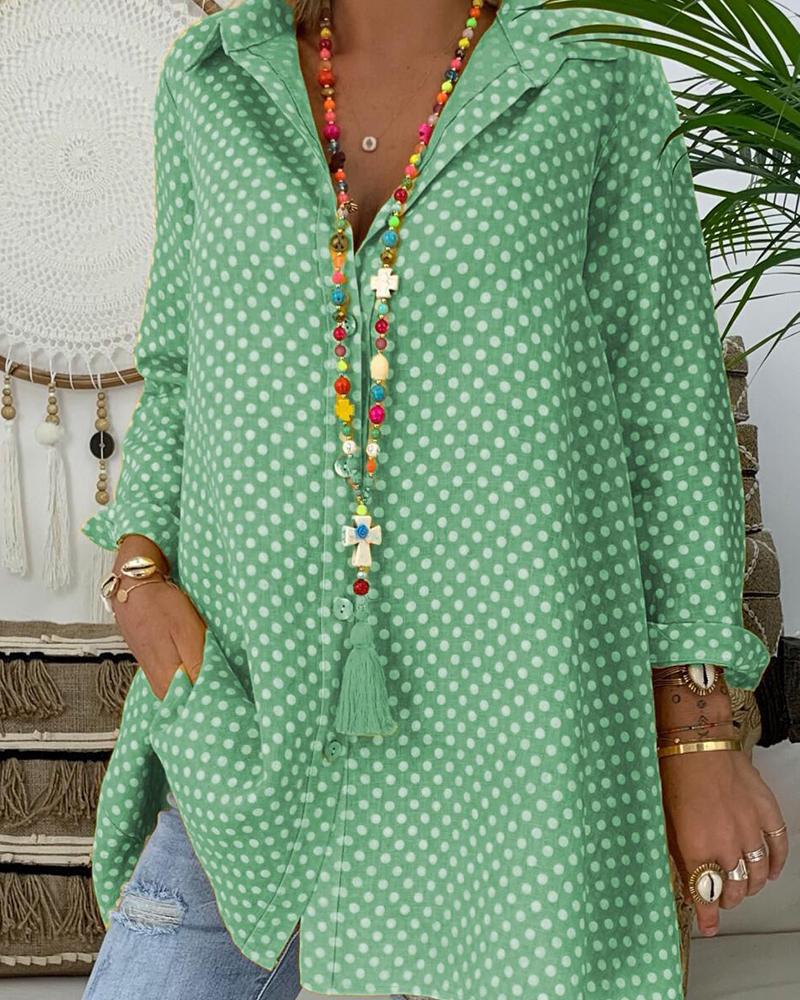 

Oversized Polka Dot Blouse, Green