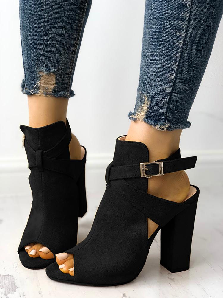 

Cutout Criss Cross Strap Peep Toe Heels