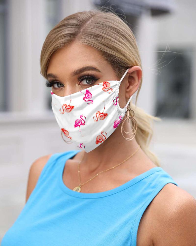 

Flamingo Print Breathable Mouth Mask Washable And Reusable, White