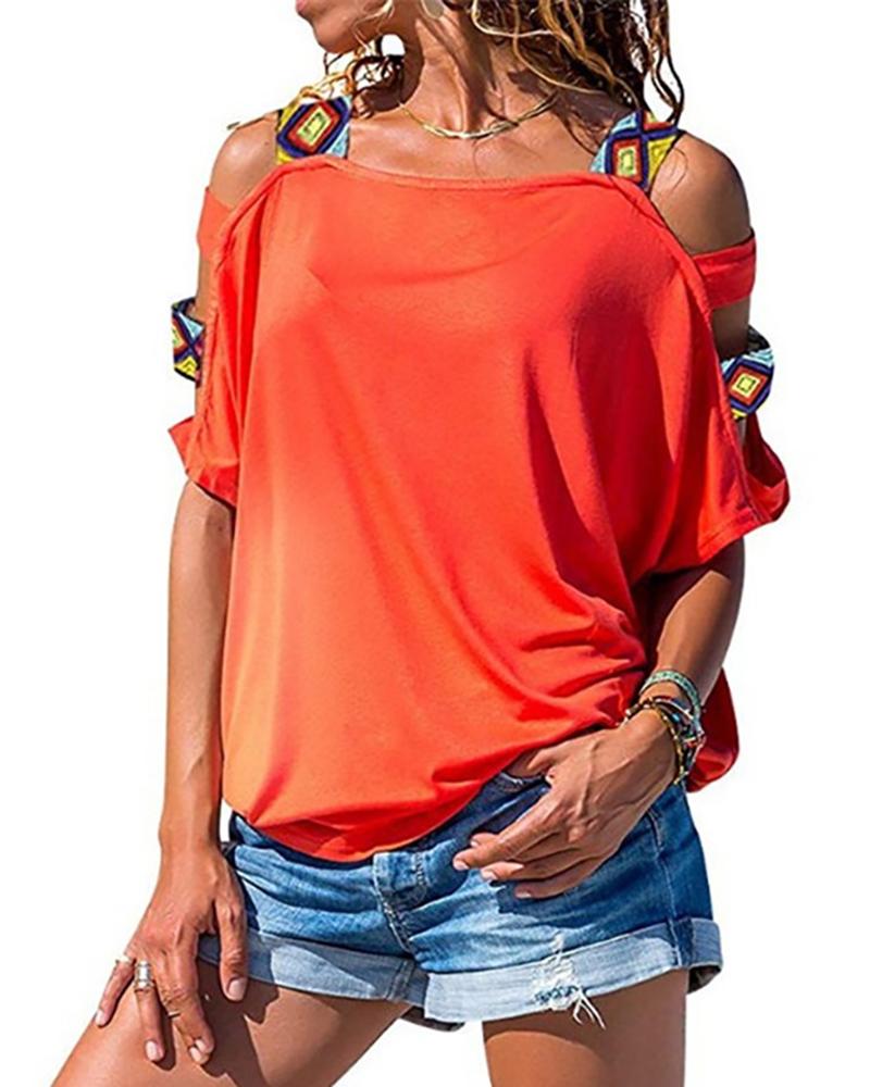

Ladder Cutout Sleeve T-Shirt, Orange