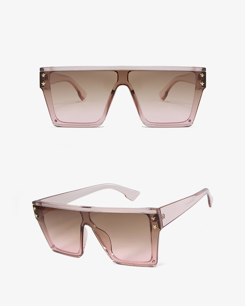 

Star Pattern Big Square Frame Sunglasses, Brown