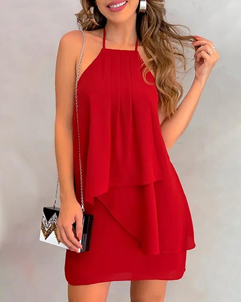 

Halter Sleeveless Backless Bodycon Dress, Red