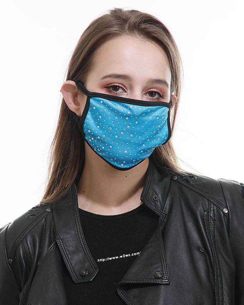 

Colorblock Breathable Earloop Washable Mouth Mask, Blue