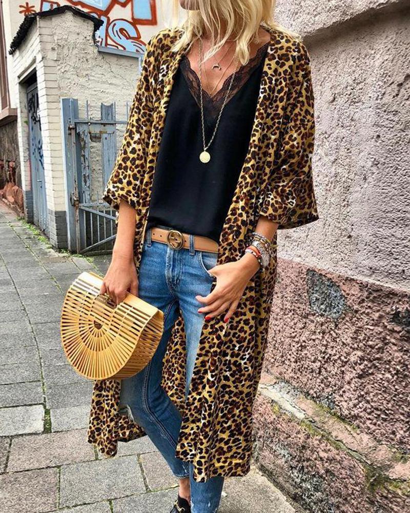 

Over-the-Knee Leopard Cardigan, Yellow