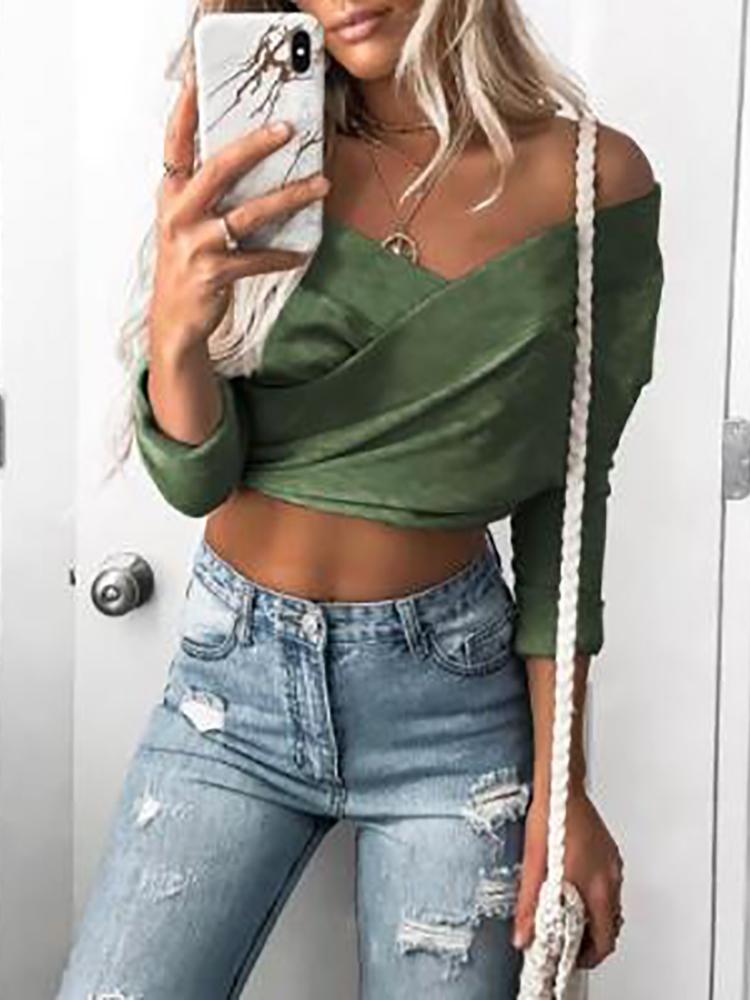 

Crisscross Cutout Back Crop Top, Green