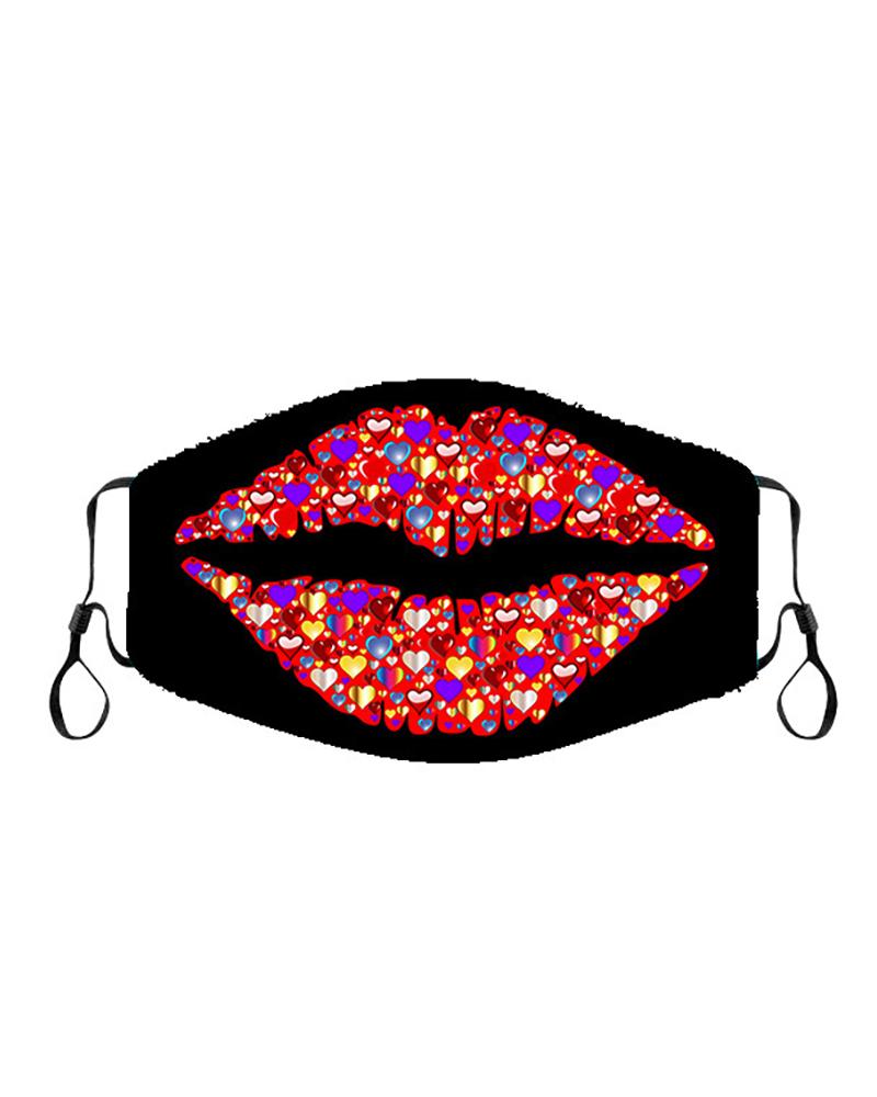 

Valentine's Day Lip Heart Print Breathable Face Mask, Style7