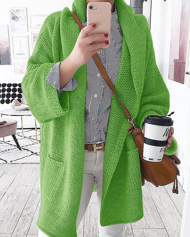 

Solid Loose-Knitted Overlap Cardigan