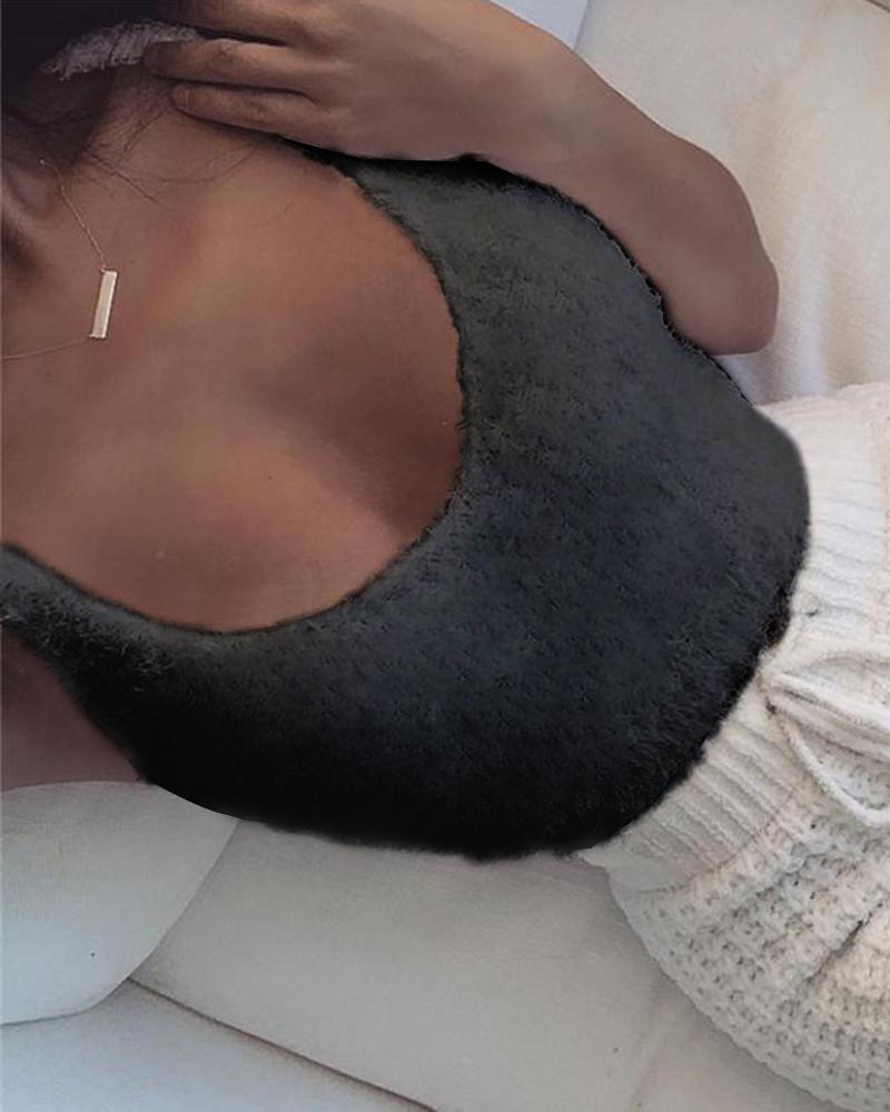 

Solid Color Knitting Sweater Camisole