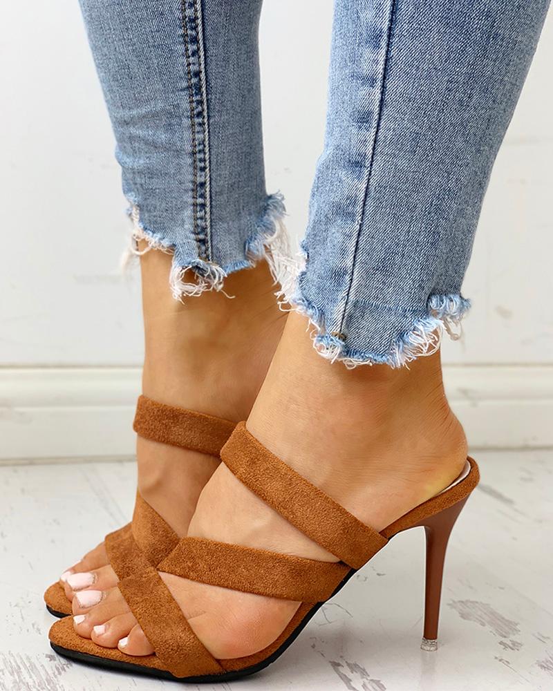 

Crisscross Bandage Slingback Thin Heeled Sandals, Orange