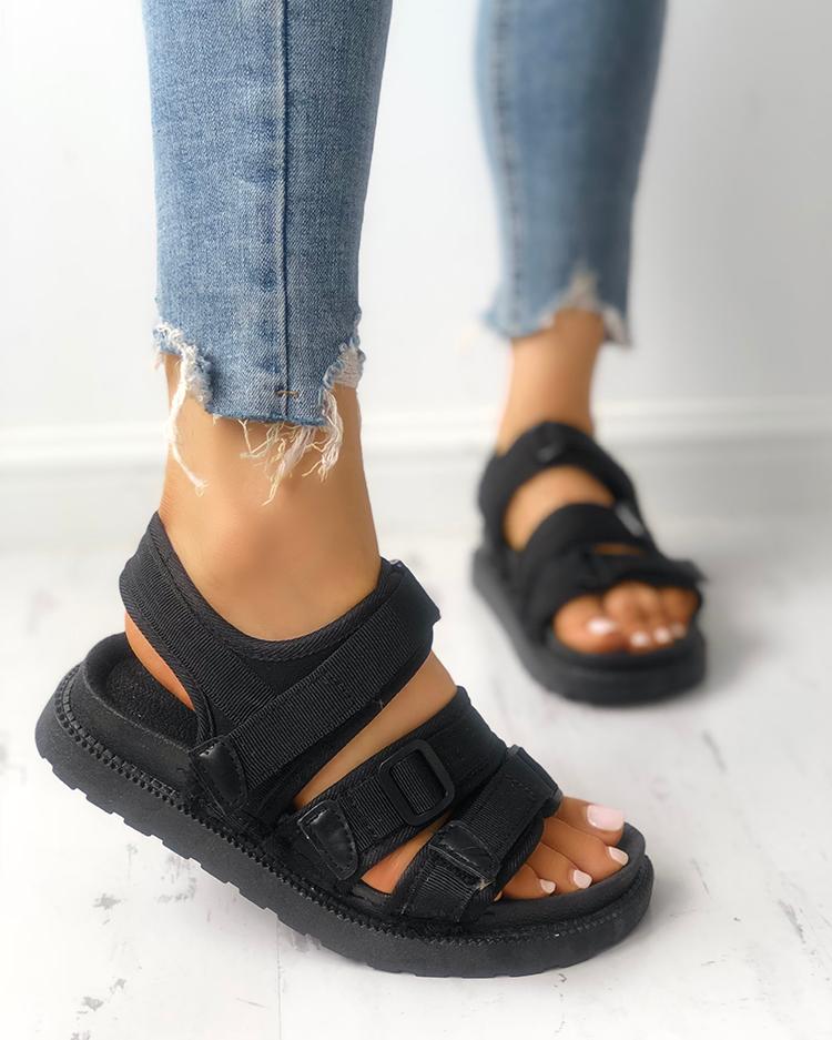 

Women's Velcro Waterproof Platform Sandals, Black