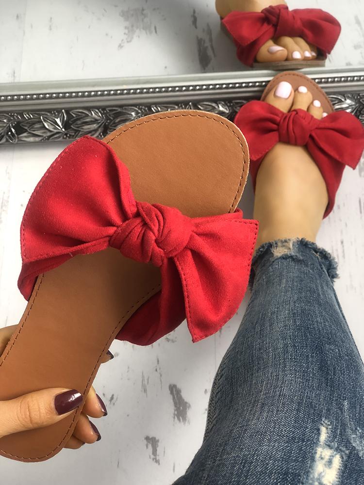 

Casual Bowknot Peep Toe Flat Sandals