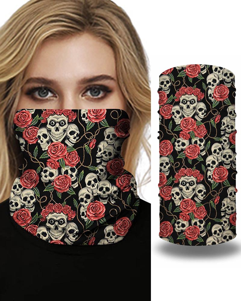 

Skull Print Face Breathable Bandana Magic Scarf Headwrap Balaclava, Red