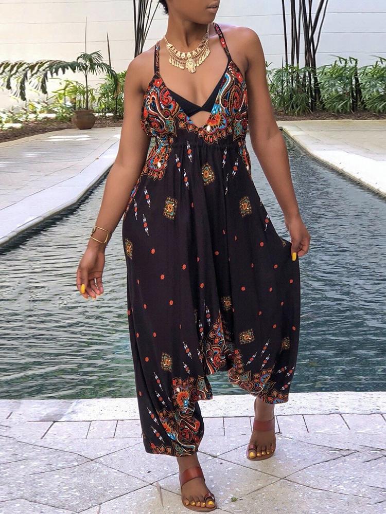 

Boho Halter Open Back Baggy Jumpsuit