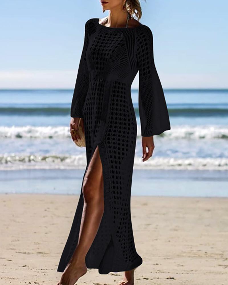 

Hollow Out Crochet Cover Ups, Black