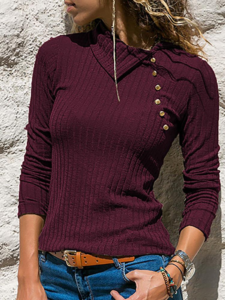 

Button Design Long Sleeve Casual Top