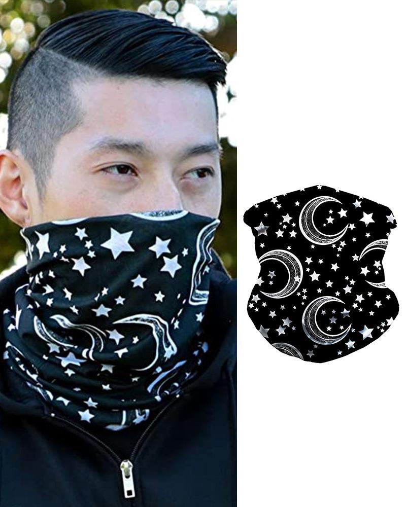 

Astro & Moon Print Breathable Face Bandana Magic Scarf Headwrap Balaclava, Black
