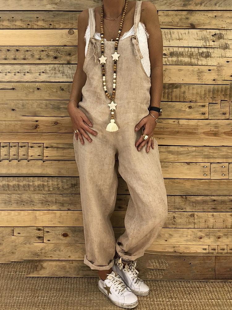 

Knot Strap Pocket Suspenders Baggy Jumpsuit