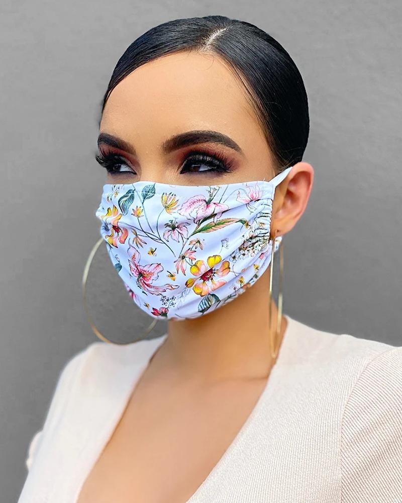 

Floral Print Breathable Mouth M .a. s. k Washable And Reusable, Blue