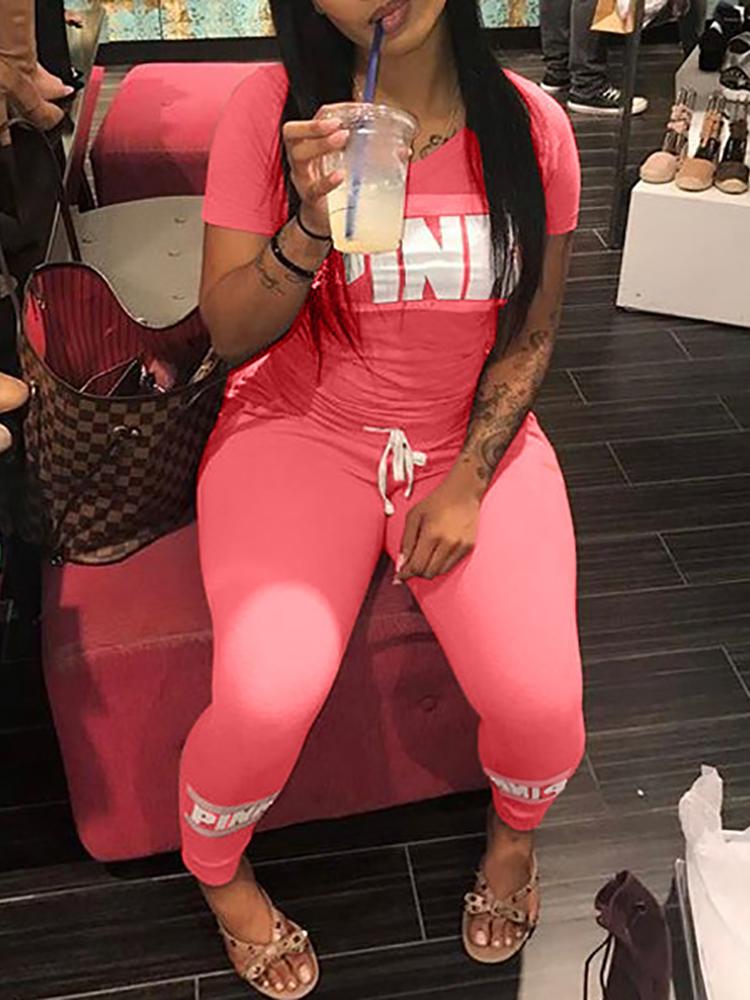 

Letter Print Drawstring Sports Sets