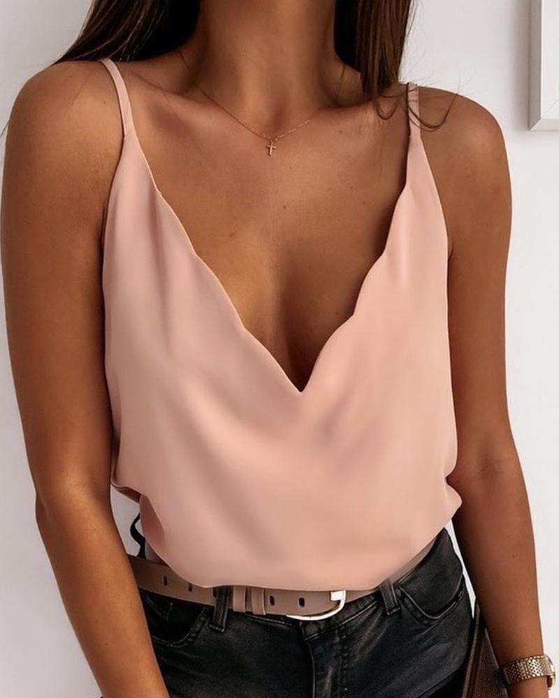 

Irregular Cutout Hem Cami Top, Khaki